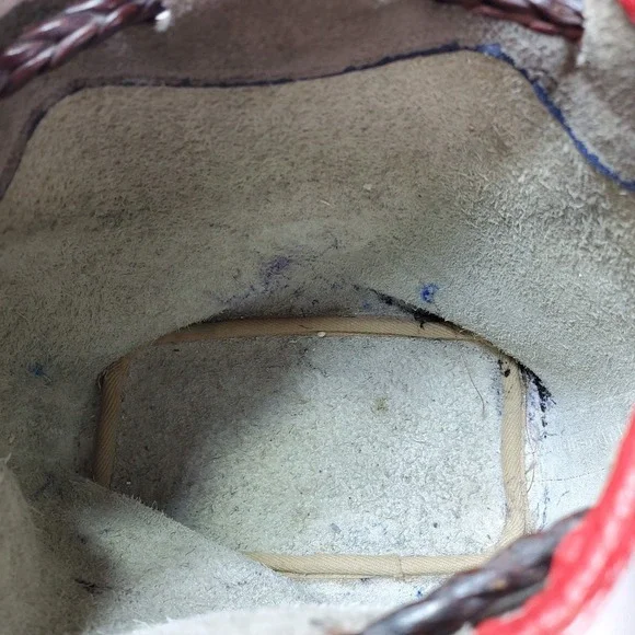 Vintage DOONEY & BOURKE White Blue Red Leather Teton Drawstring Bag Shoulder - Picture 3 of 9